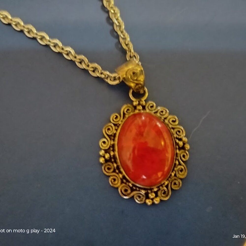 925 vintage red coral 16 in necklace